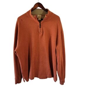 Jos. A. Bank Orange Mens Quarter Zip Pullover Sweater Sz XL Cotton Fall Capsule